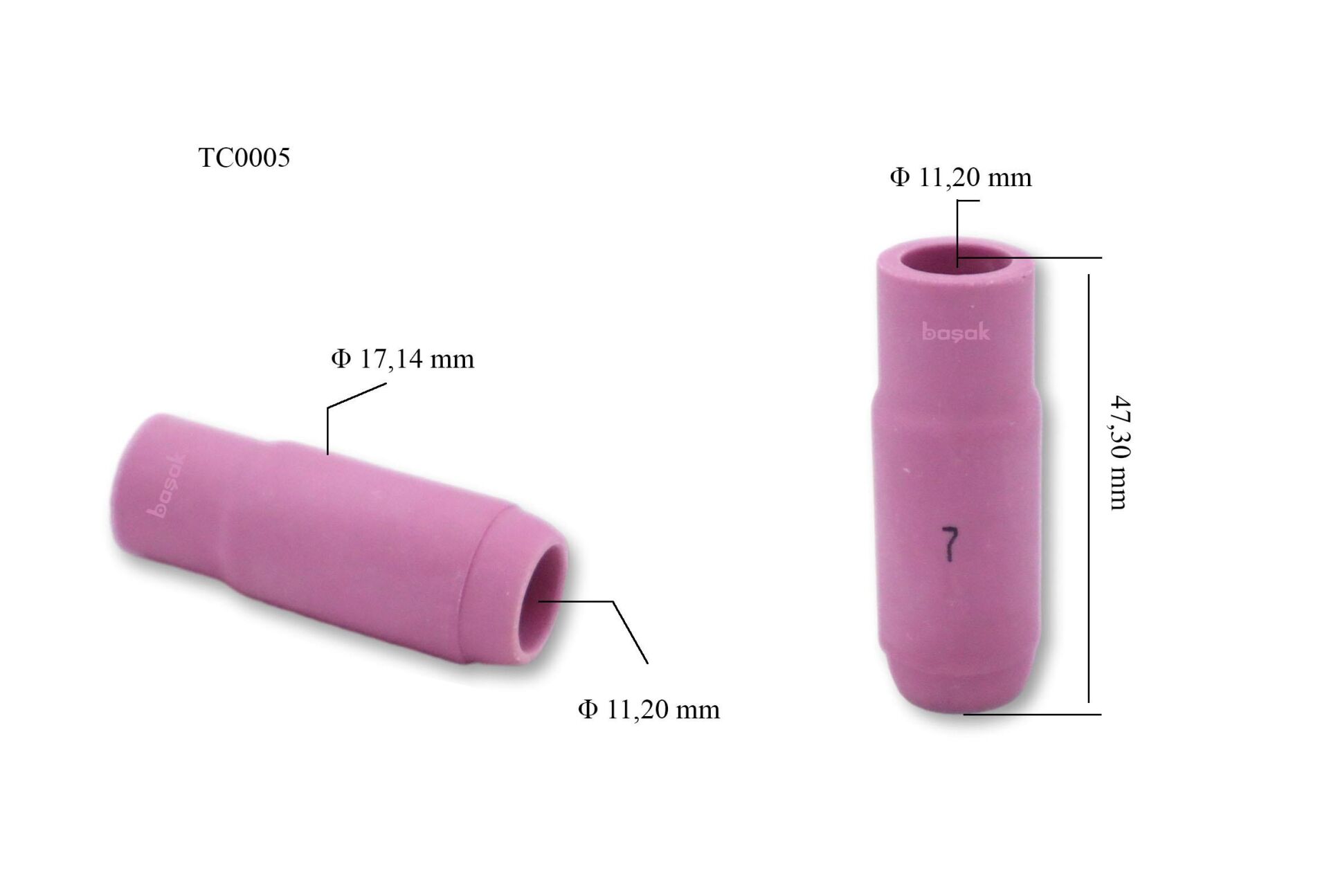 TC0005 No:7 Argon Kaynak Fincanı 10N47 Tig 17-18-26 Trafimet