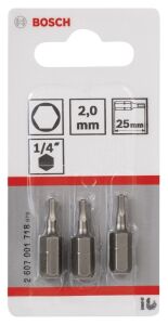 Bosch HEX 2x25 mm 3'lü Allen Bits Uç ExtraHard 2607001718
