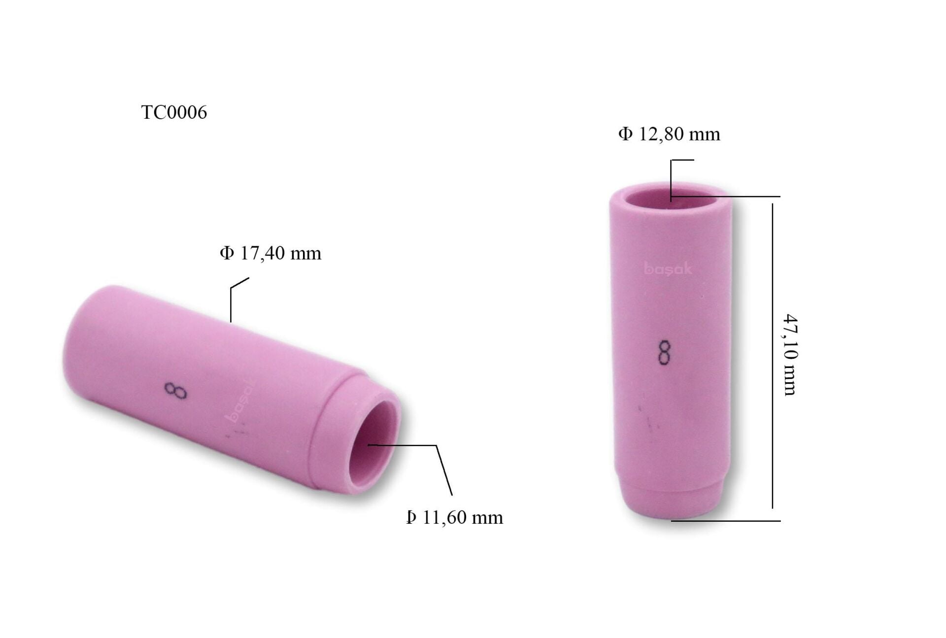 TC0006 No:8 Argon Kaynak Fincanı 10N46 Tig 17-18-26 Trafimet
