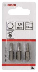 Bosch HEX 2.5x25 mm 3'lü Allen Bits Uç ExtraHard 2607001720