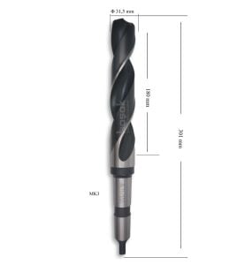 MTE 31,5 mm Mors Konik Saplı Matkap Ucu HSS (DIN 345)