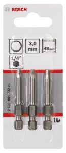 Bosch HEX 3x49 mm 3'lü Allen Bits Uç ExtraHard 2607001732