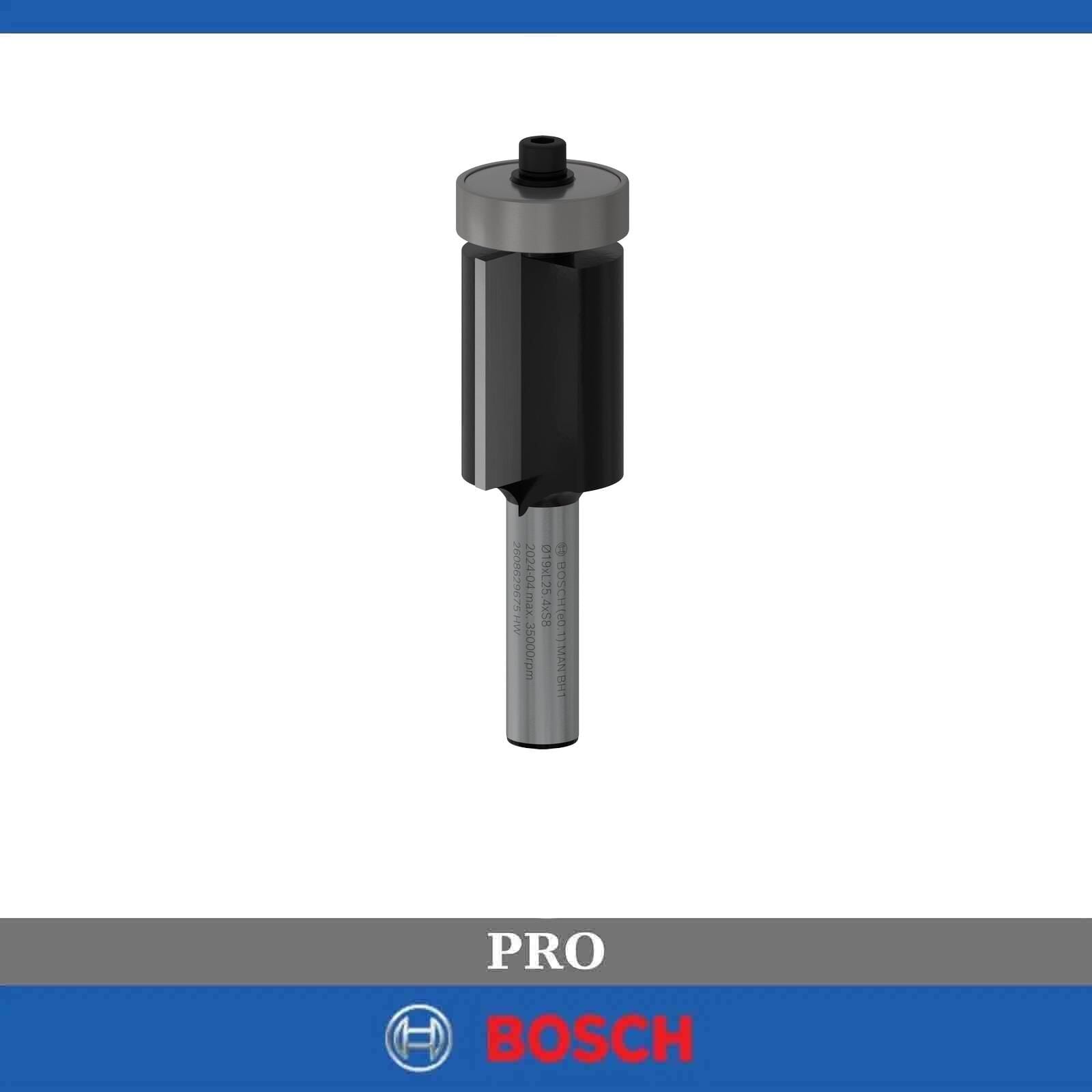 Bosch Pro 19x25.4 mm Alt Rulmanlı Gömme Trim Freze Ucu 2608629675