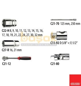 Ceta Form 25 Parça 1/2” 6 Köşe Lokma Takımı Plastik Çanta C20-25PH2