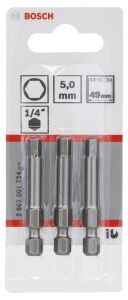 Bosch HEX 5x49 mm 3'lü Allen Bits Uç ExtraHard 2607001734