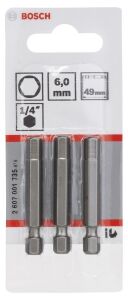 Bosch Extra Hard HEX 6 mm Allen Vidalama Ucu 49 mm 3'lü 2607001735