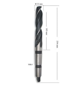 MTE 32 mm Mors Konik Saplı Matkap Ucu HSS (DIN 345)