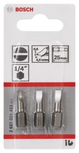 Bosch Düz Bits Uç S0,6x4,5x25 mm 3'lü ExtraHard 2607001459