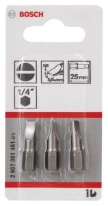 Bosch Düz Bits Uç S0,8x5,5x25 mm 3'lü ExtraHard 2607001461