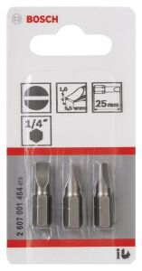 Bosch Düz Bits Uç S1,0x5,5x25 mm 3'lü ExtraHard 2607001464