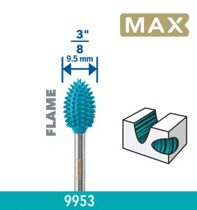 Dremel 9953DM MAX Güçlü Oyma Ucu Alev Uçlu 9,5 mm 26159953DM