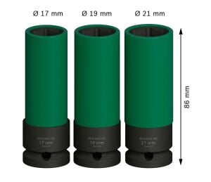 Bosch Pro 1/2'' 17-19-21 mm Ekstra Uzun Havalı Lokma Takımı 3 Prç 2608003033