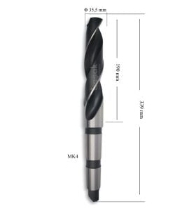 MTE 35,5 mm Mors Konik Saplı Matkap Ucu HSS (DIN 345)