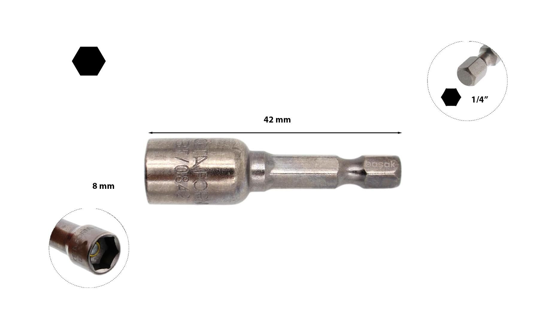 Ceta Form 8 x 42 mm Manyetik Lokma BT/0842 | CETA FORM | Manyetik