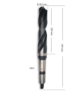 MTE 38,5 mm Mors Konik Saplı Matkap Ucu HSS (DIN 345)