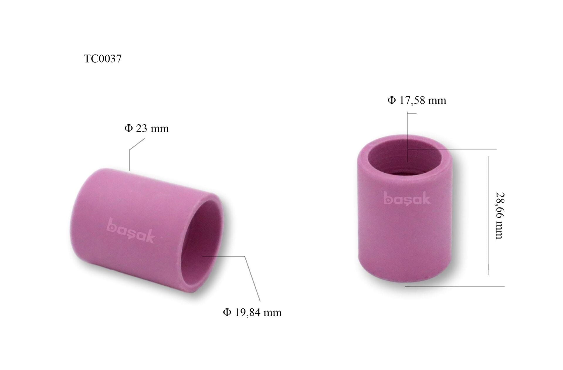 TC0037 Kısa Gaz Lensi Argon Fincani 54N19 Tig 17-18-26 Trafimet