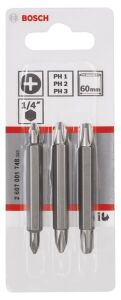 Bosch Çift Taraflı Bits Uç PH1/2/3 x 60 mm 3'lü 2607001748