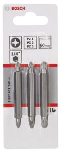 Bosch Çift Taraflı Uç PZ1/2/3x60 mm 3'lü Çift Taraflı 2607001749