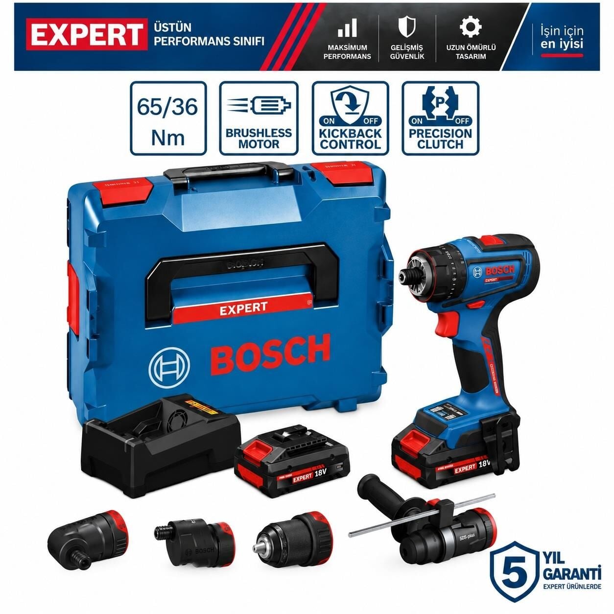 Bosch Expert EXSR18V-90FC 2x4 Ah Akülü FlexiClick Vidalama Seti 06019R2001