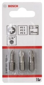 Bosch Bits Uç PZ1/2/3 25 mm 3'lü Set ExtraHard 2607001753