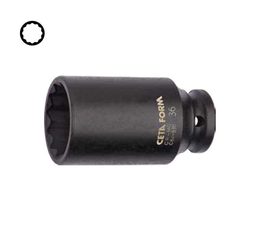 Ceta Form 36 mm 1/2” 12 Köşe Derin Havalı Lokma Anahtar C64-B36
