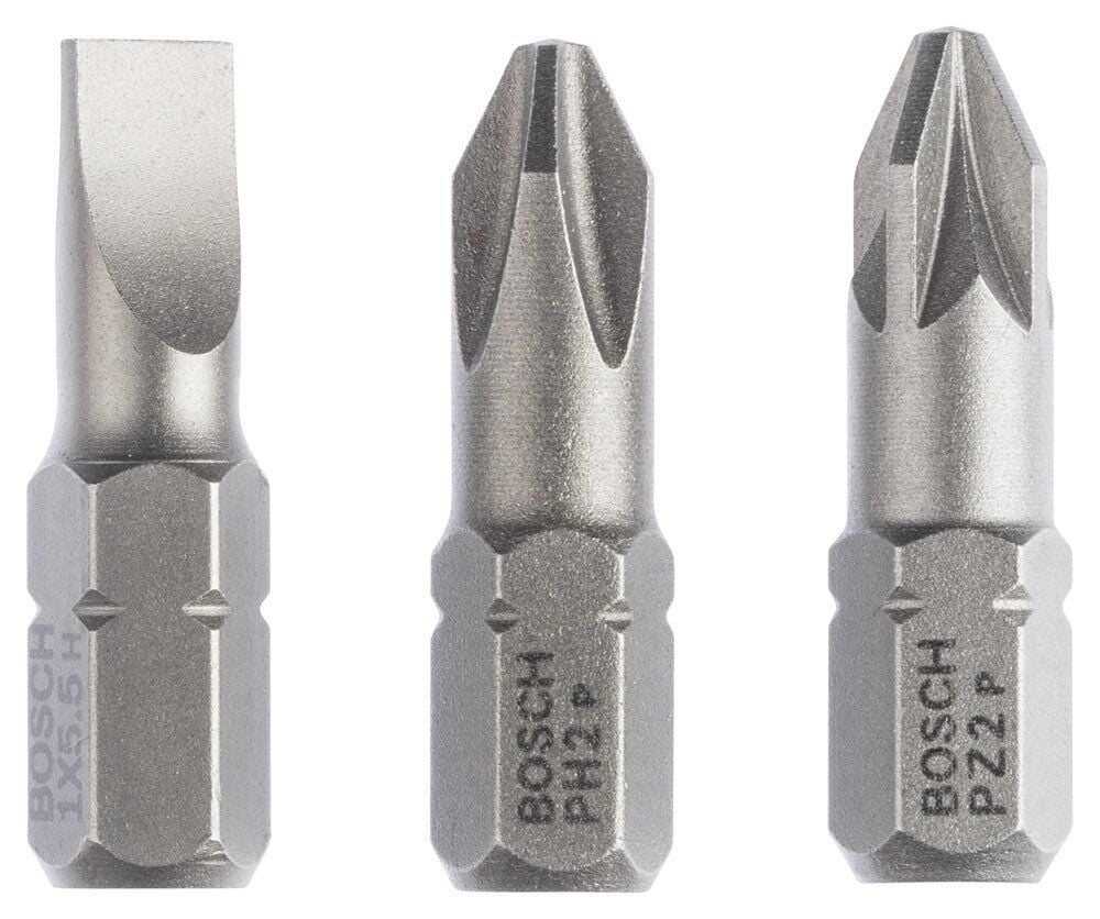 Bosch Bits Uç PH2/PZ2/SL1,0 25 mm 3'lü Set ExtraHard 2607001766