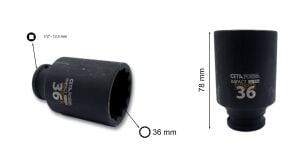 Ceta Form 36 mm 1/2” 12 Köşe Derin Havalı Lokma Anahtar C64-B36