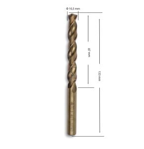MTE 10,5 mm Paslanmaz Matkap Ucu Altın Seri HSS-E DIN 338