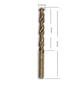 MTE 10,5 mm Paslanmaz Matkap Ucu Altın Seri HSS-E DIN 338