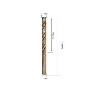 MTE 11 mm Paslanmaz Matkap Ucu Altın Seri HSS-E DIN 338
