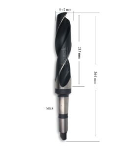 MTE 47 mm Mors Konik Saplı Matkap Ucu HSS (DIN 345)