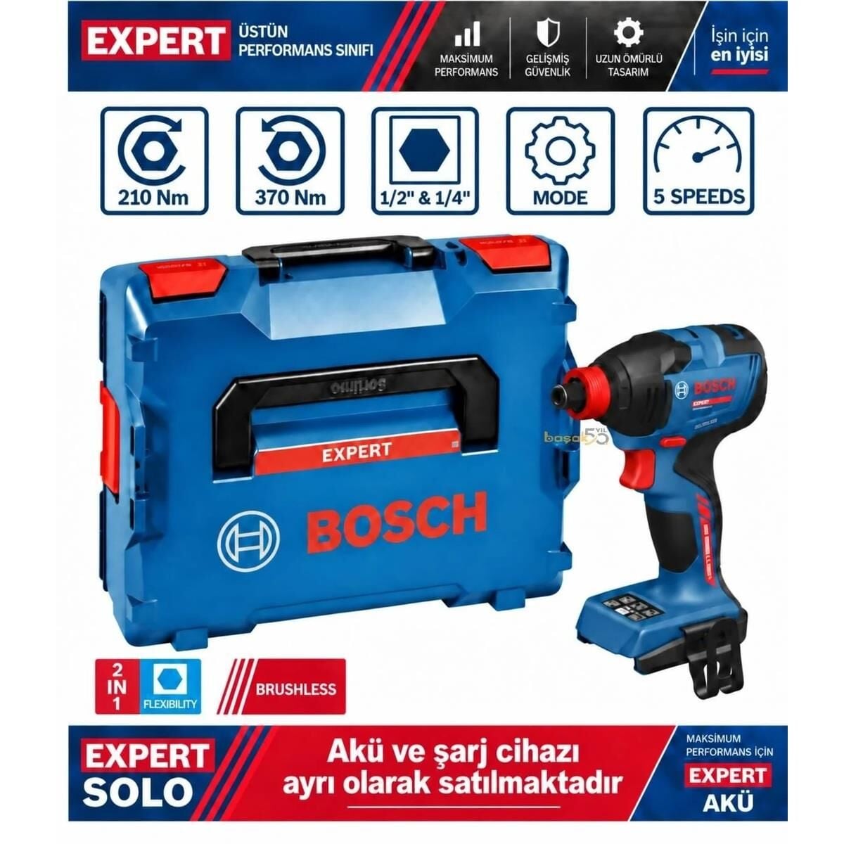 Bosch Expert EXDX18V-210 1/4''-1/2'' Akülü Darbeli Vidalama ve Somun Mak. Solo 06019J0400