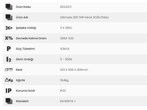 Zenweld Ultimate 300 THP Hava Soğutmalı Argon-Tig Kaynak Makinesi
