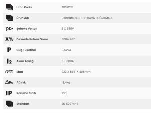 Zenweld Ultimate 300 THP Hava Soğutmalı Argon-Tig Kaynak Makinesi