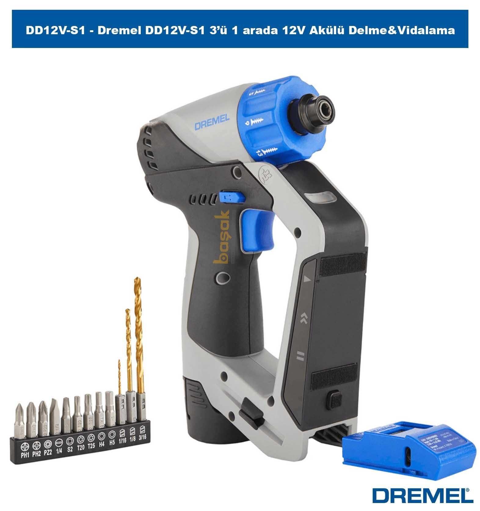Dremel DD12V-S1 3’ü 1 Arada 12V Akülü Delme&Vidalama+Duvar Dedektörü+Lazer Hizalama