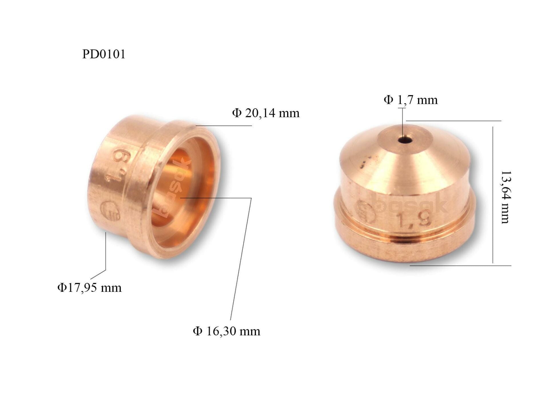Trafimet A101-A141 1,7mm Plazma Kesim Memesi  PD0101-17