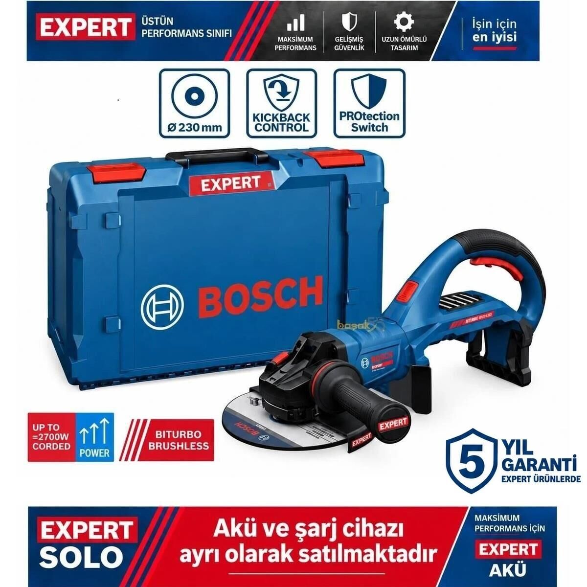 Bosch Expert EXWS18V2-230P 2x18V 230 mm Akülü Taşlama Solo 06019L8000