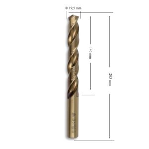 MTE 19,5 mm Paslanmaz Matkap Ucu Altın Seri HSS-E DIN 338