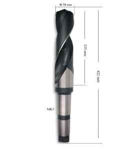 MTE 58 mm Mors Konik Saplı Matkap Ucu HSS (DIN 345)