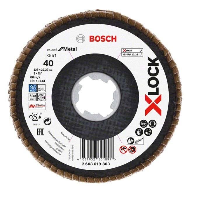 Bosch X-LOCK Flap Disk 125 mm 40 Kum X551 2608619803