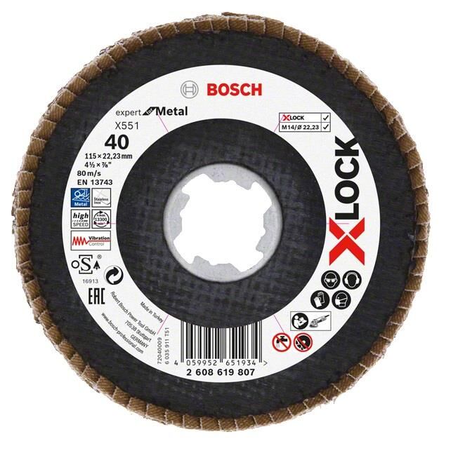 Bosch X-LOCK Flap Disk 115 mm 40 Kum X551 2608619807