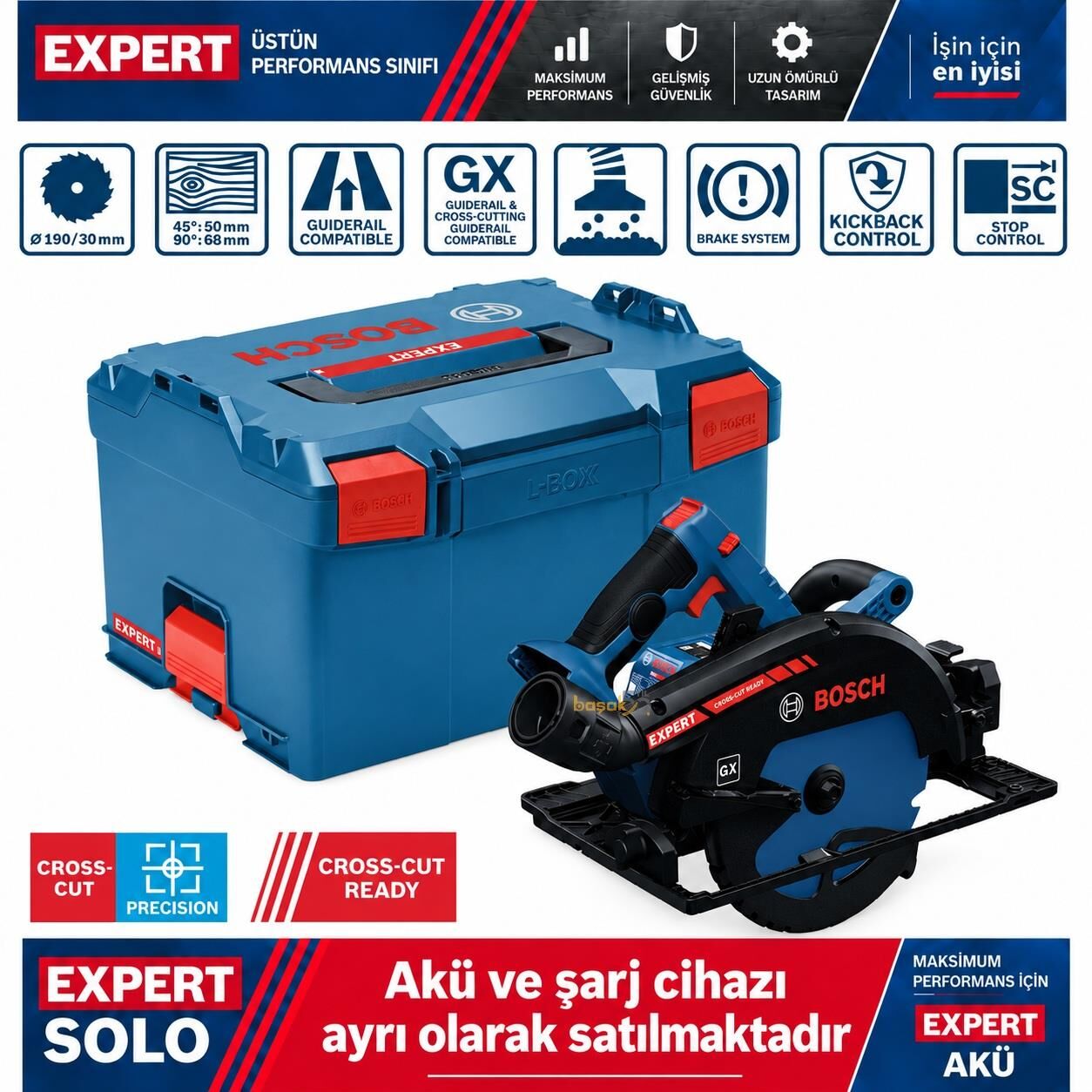 Bosch EXPERT EXKS18V-68GX 190 mm Akülü Ray Uyumlu Daire Testere 06016B5301