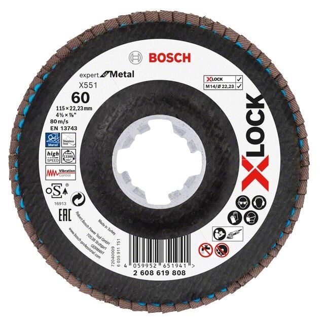 Bosch X-LOCK Flap Disk 115 mm 60 Kum X551 2608619808