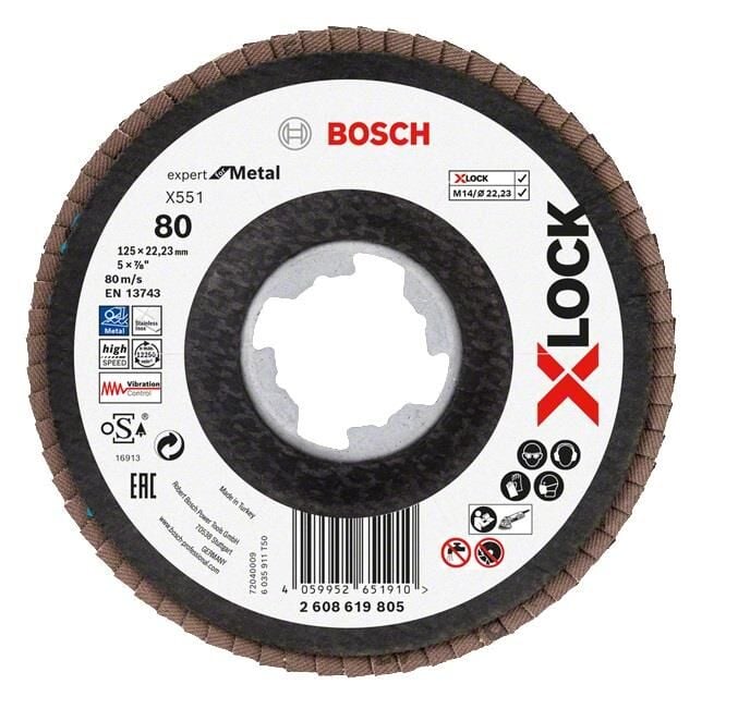 Bosch X-LOCK Flap Disk 125 mm 80 Kum X551 2608619805