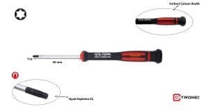 Ceta Form T10 x 60 mm Elektronikçi Torx Tornavida H04-10-060