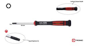 Ceta Form T15 x 60 mm Elektronikçi Torx Tornavida H04-15-060
