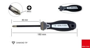Ceta Form PH1 x 80 mm Elmas Kayma Önleyici Yıldız Tornavida F14D-001-080