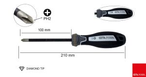 Ceta Form PH2 x 100 mm Elmas Kayma Önleyici Yıldız Tornavida F14D-002-100