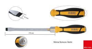 Ceta Form 10x175 mm Düz Uçlu Çekiçlenebilir Darbeli Tornavida F10C-100-175