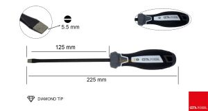 Ceta Form 5.5 x 125 mm Elmas Kayma Önleyici Düz Tornavida F10D-055-125